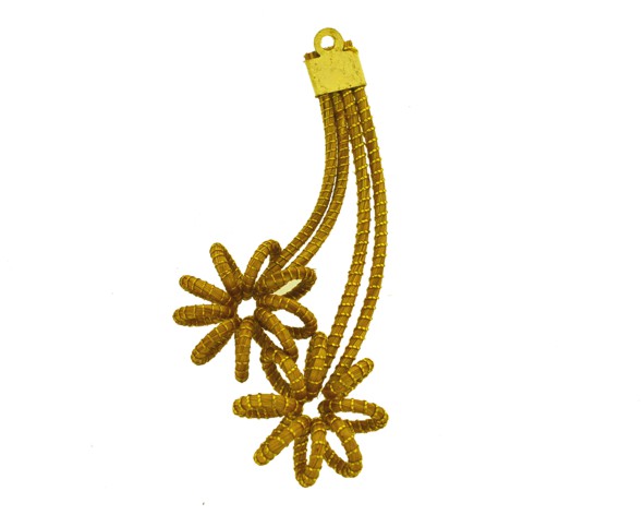 Flor dupla pingente capim dourado - 5.7 cm (par) CD-32